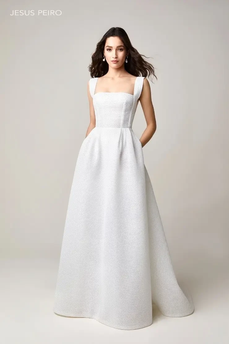 Model wearing a designer dress