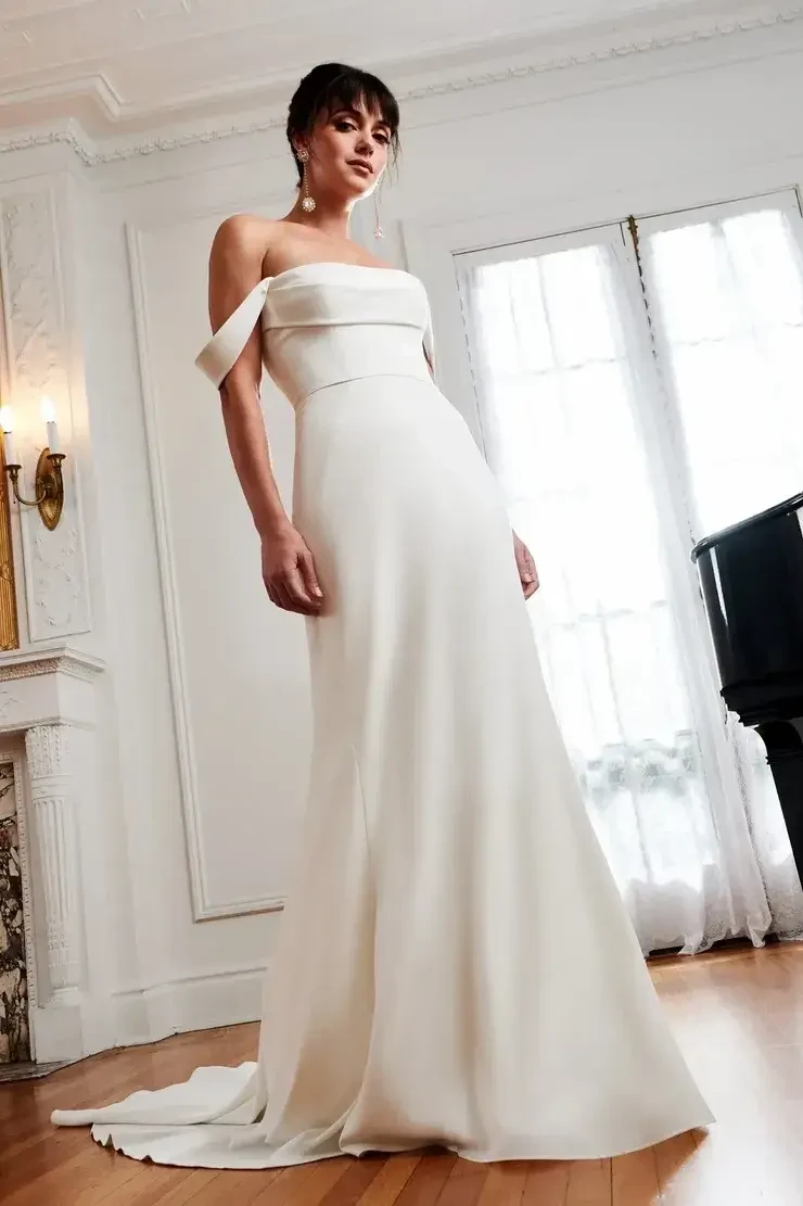 Model wearing a designer dress