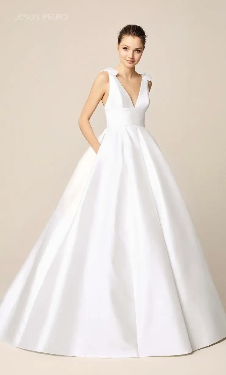 Model wearing a designer dress