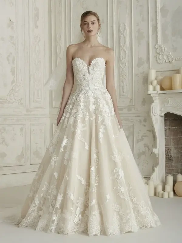 Model wearing a designer dress