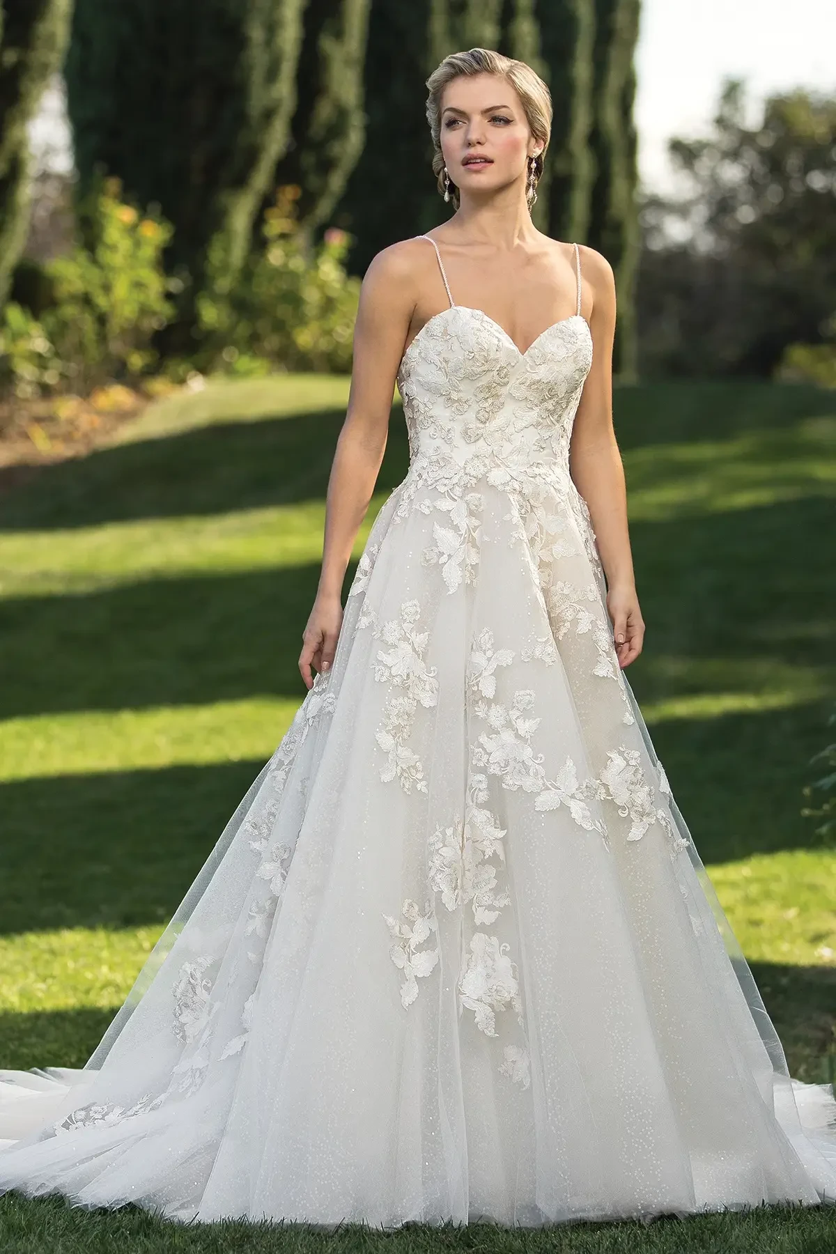 Model wearing a designer dress