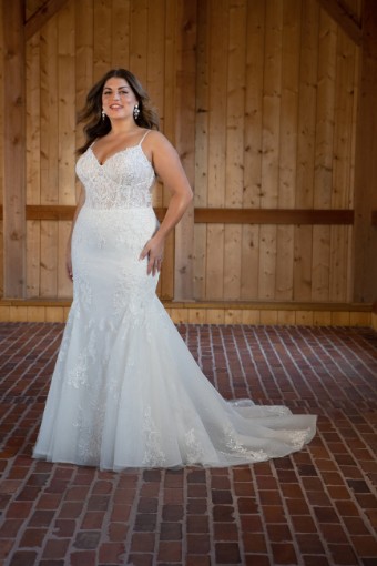 Essense of Australia Style D3502IQ11 #3 (IVIV-PL) Ivory Lace & Tulle ov Ivory Gown w Porcelain Tulle Illusion thumbnail