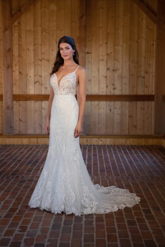 Essense of Australia Style D3488IV11 #2 default (IVIV-PL) Ivory Lace & Tulle over Ivory Gown w Porcelain Tulle Plunge thumbnail