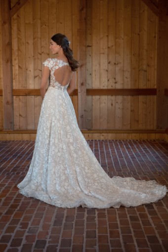 Essense of Australia Style D3487CR11 #0 default (IVBC-PL) Ivory Lace Tulle & Regal Org ov BSC Gown w PLN Tulle Plunge thumbnail