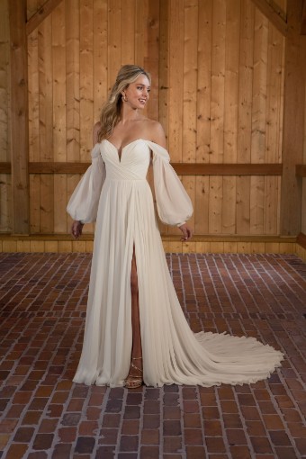 Essense of Australia Style D3636ZZ #0 default (IV-PL) Ivory Gown w Porcelain Tulle Plunge thumbnail
