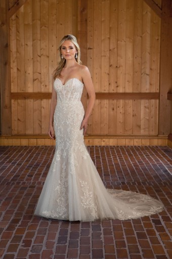 Essense of Australia Style D3647 #0 default (IVRM-PL) Ivory Lace & Tulle over Rum Gown w Porcelain Tulle Illusion thumbnail