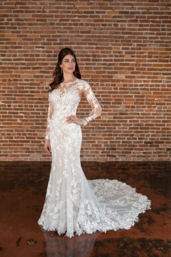 Essense of Australia Style D3776IQ11 #0 default (IVRM-PL) Ivory Lace & Tulle over Rum Gown w Porcelain Tulle Illusion thumbnail