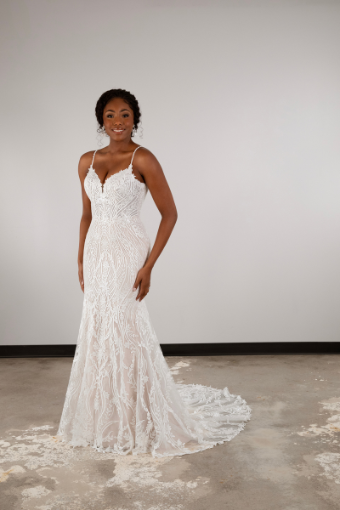 Essense of Australia Style D3931CR11 #0 default (IVBC-PL) IVR EMBROIDERY & TULLE OV BSC GOWN W PORCELAIN TULLE PLUNGE thumbnail