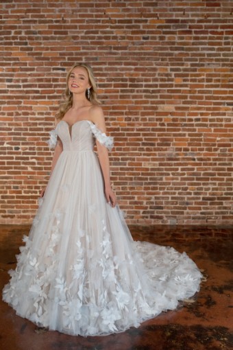 Essense of Australia Style D3734ZZ11 #0 default (IVIV-PL) IVR LACE TULLE & ROYAL ORG OV IVR GOWN W PLN TULLE PLUNGE thumbnail