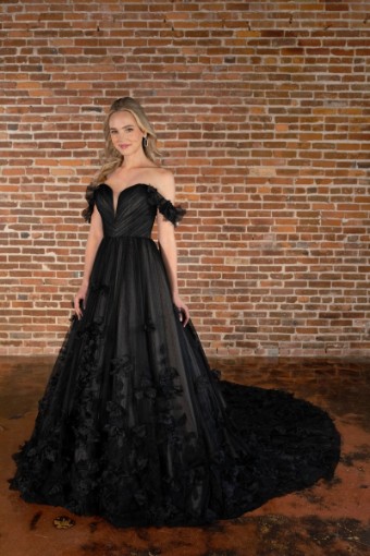Essense of Australia Style D3734ZZ11 #2 default (IVIV-PL) IVR LACE TULLE & ROYAL ORG OV IVR GOWN W PLN TULLE PLUNGE thumbnail