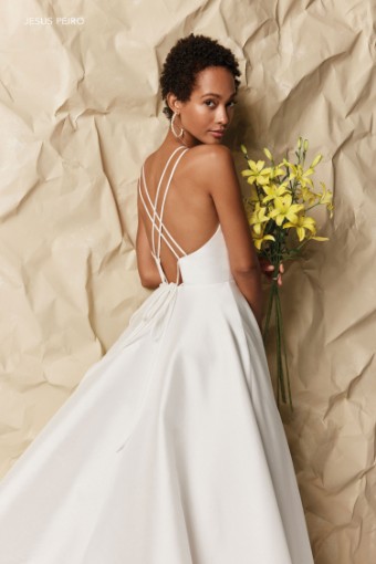 Jesus Peiro Style 2456A - OFF WHITE MIKADO TAFFETA DRESS #1 default Off White/Mikado thumbnail